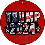 Trump 2024 American Flag Novelty Metal Circle Sign 12" (C)