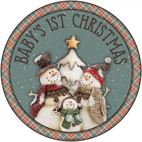 Babys First Christmas Novelty Metal Circle Sign 12" (C)