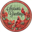 Seasons Greetings Cardinal Novelty Metal Circle Sign 12" (C)