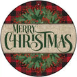 Merry Christmas Red Novelty Metal Circle Sign 12" (C)