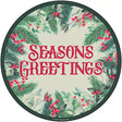 Seasons Greetings Red Novelty Metal Circle Sign 12" (C)