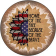 USA Flag Sunflower Home of the Free Novelty Metal Circle Sign 12" (C)