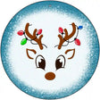 Blue Reindeer Face Novelty Metal Circle Sign 12" (C)