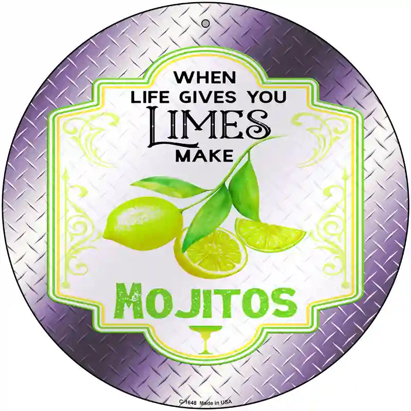 Make Mojitos Purple Novelty Metal Circle Sign 12" (C)