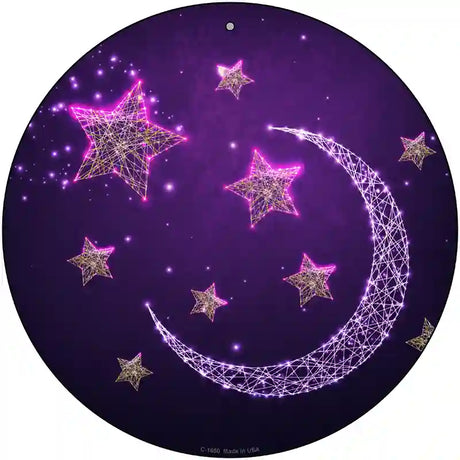 Moon and Stars Novelty Metal Circle Sign 12" (C)