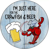 Crawfish and Beer Novelty Metal Circle Sign 12" (C)