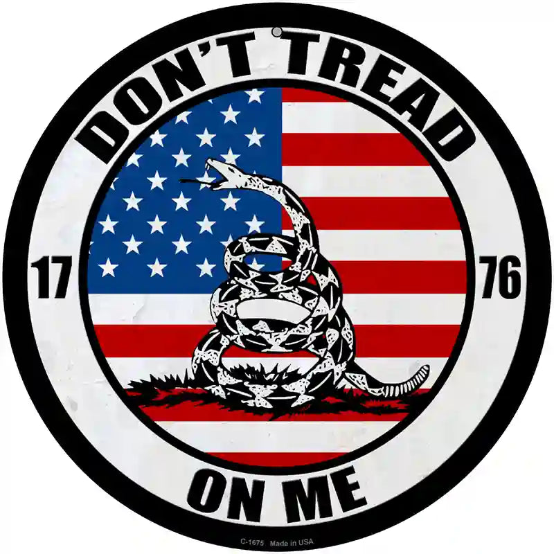 1776 US Flag Gadsden Novelty Metal Circular Sign 12" (C)