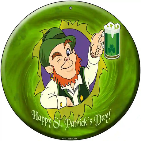 Happy St. Patricks Day Novelty Metal Circular Sign 12" (C)