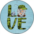 Camo Love Fishing Gnome Novelty Metal Circle Sign 12" (C)