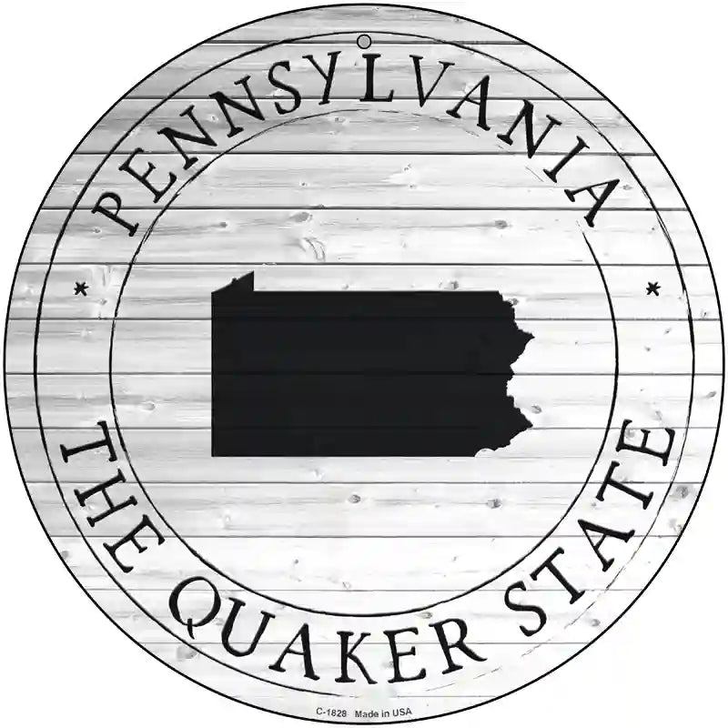 Pennsylvania Quaker State Novelty Metal Circle Sign C-1828 12" (C)
