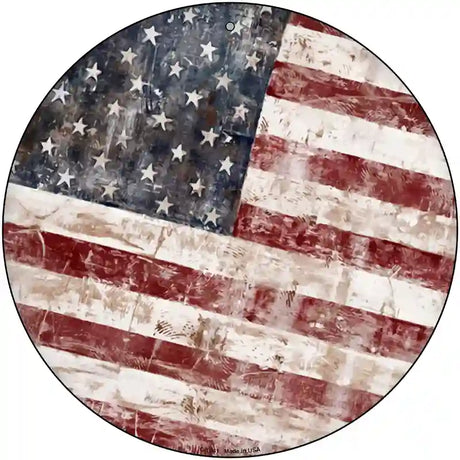 American Flag Smudged Rusty Novelty Metal Circle Sign C-1841 12" (C)