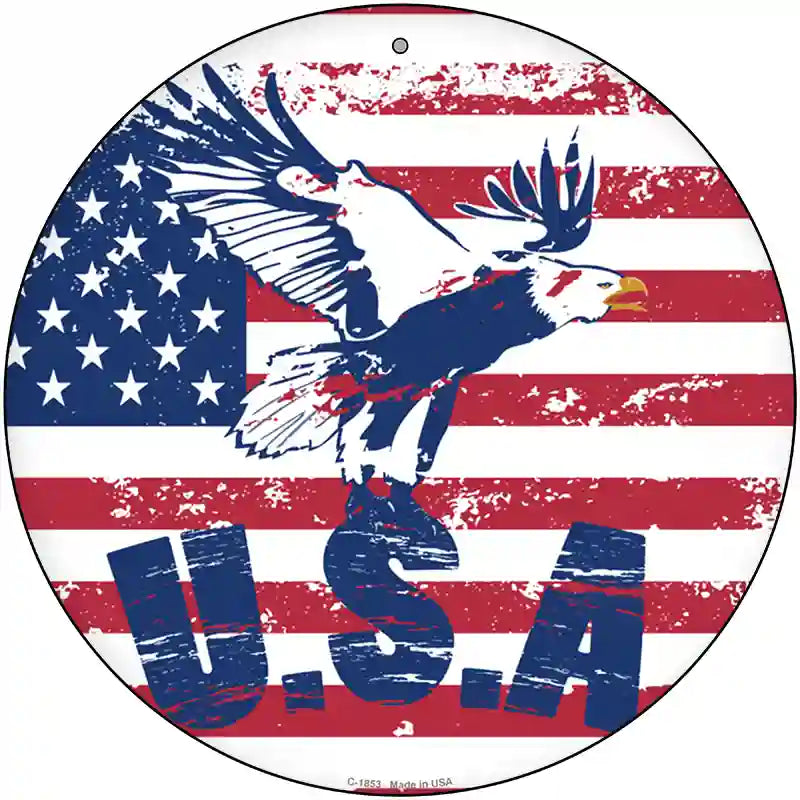 USA Eagle Novelty Metal Circle Sign C-1853 12" (C)