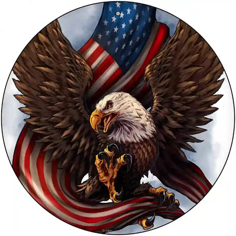 Eagle Claws American Flag Novelty Metal Circle Sign C-1857 12" (C)