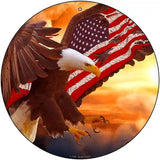 Eagle American Flag Wing Novelty Metal Circle Sign C-1859 12" (C)