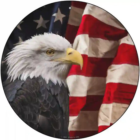 Bald Eagle American Flag Novelty Metal Circle Sign C-1860 12" (C)