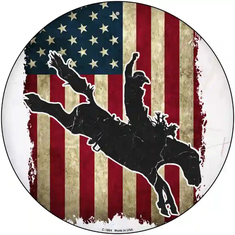 Bronco Rider Novelty Metal Circle Sign C-1864 12" (C)