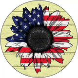 American Flag Sunflower Novelty Metal Circle Sign 12" (C)