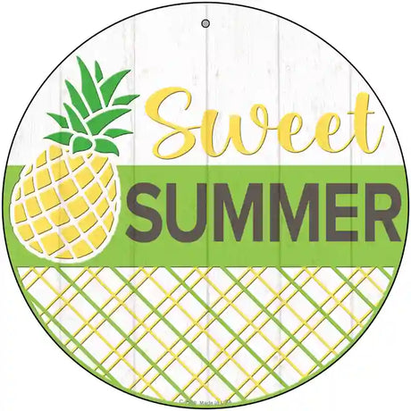 Sweet Summer Pineapple Novelty Metal Circle Sign 12" (C)