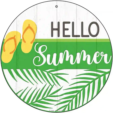 Hello Summer Flip Flops Novelty Metal Circle Sign 12" (C)