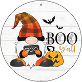 Boo Yall Spooky Gnome Novelty Metal Circle Sign 12" (C)