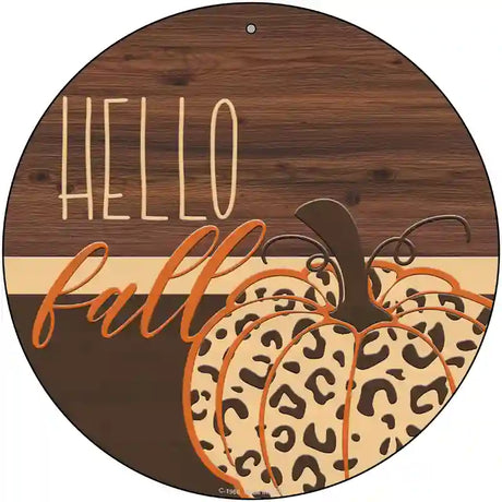 Hello Fall Pumpkin Novelty Metal Circle Sign 12" (C)