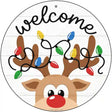 Welcome Reindeer Novelty Metal Circle Sign 12" (C)