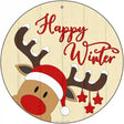 Happy Winter Reindeer Novelty Metal Circle Sign 12" (C)