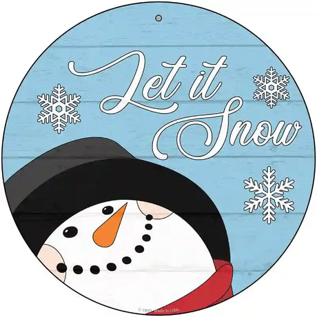 Let It Snow Blue Novelty Metal Circle Sign 12" (C)