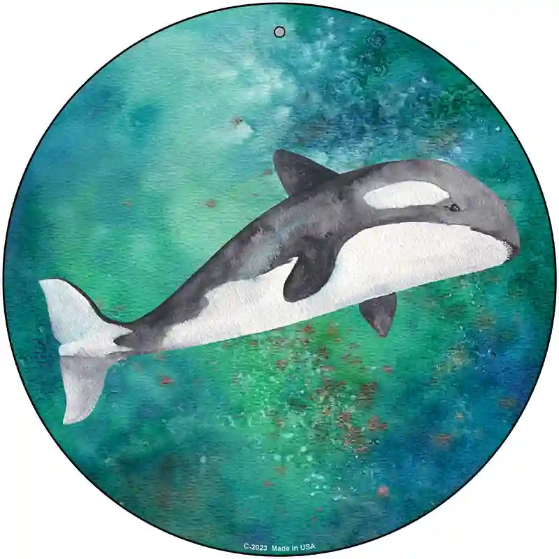 Whale Aqua Novelty Metal Circle Sign 12" (C)