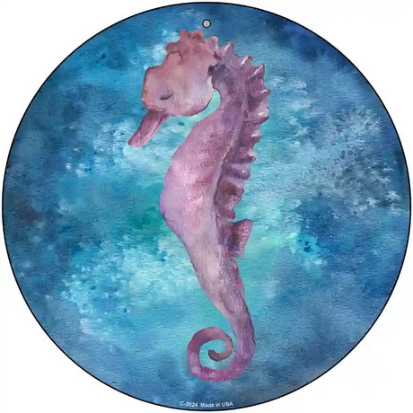 Seahorse Blue Novelty Metal Circle Sign 12" (C)