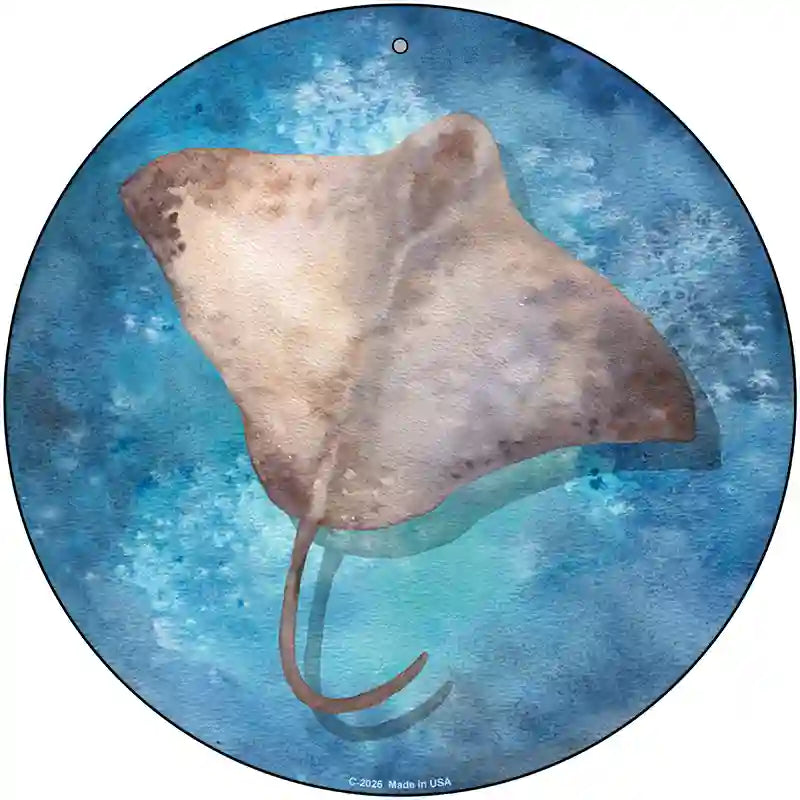 Stingray Blue Novelty Metal Circle Sign 12" (C)