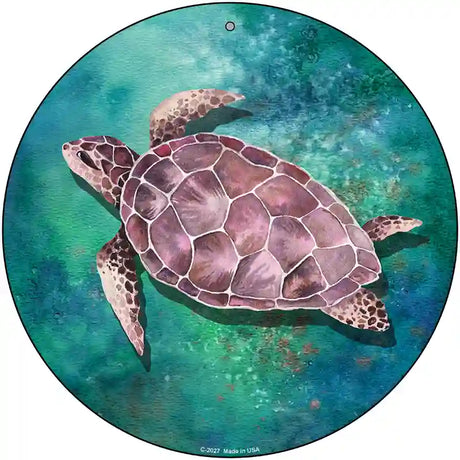 Sea Turtle Aqua Novelty Metal Circle Sign 12" (C)