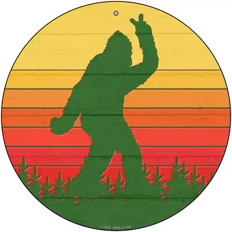 Bigfoot Peace Novelty Metal Circle Sign 12" (C)