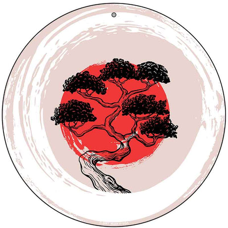Bonsai & Rising Sun Novelty Metal Circular Sign C-2067