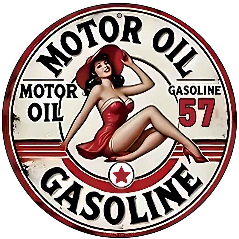 Motor Oil Gasoline Novelty Metal Circular Sign C-2095