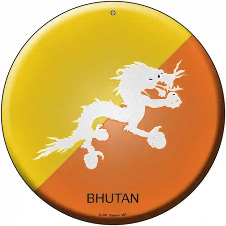 Bhutan Country Novelty Metal Circular Sign 12" (C)