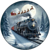 Santa Over the Polar Express Novelty Metal Circular Sign C-2101