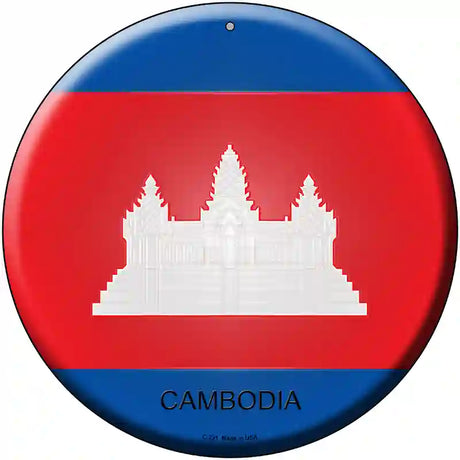 Cambodia Country Novelty Metal Circular Sign 12" (C)