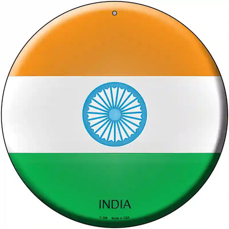 India Country Novelty Metal Circular Sign 12" (C)