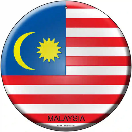 Malaysia Country Novelty Metal Circular Sign 12" (C)