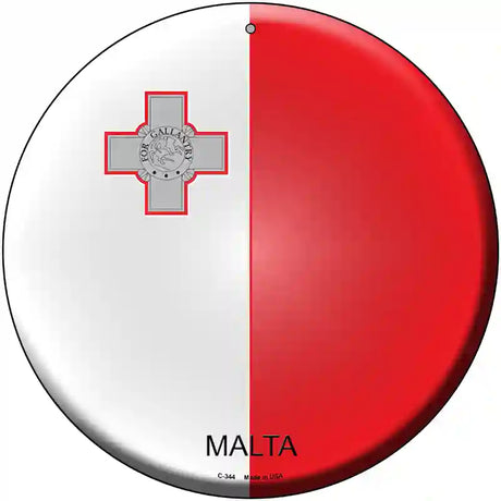 Malta Country Novelty Metal Circular Sign 12" (C)