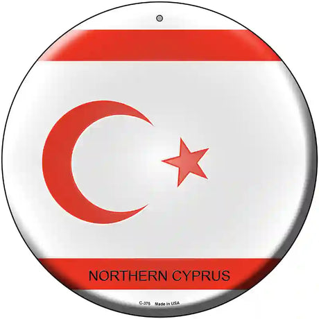 Northern Cyprus Country Novelty Metal Circular Sign 12" (C)