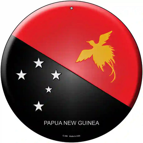 Papua New Guinea Country Novelty Metal Circular Sign 12" (C)