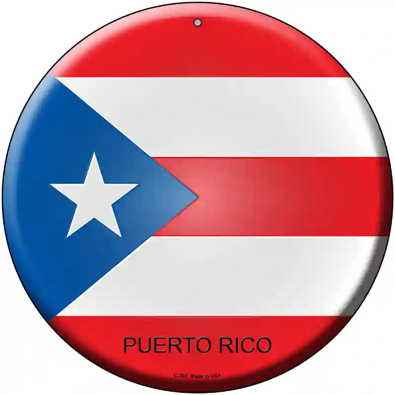 Puerto Rico Country Novelty Metal Circular Sign 12" (C)