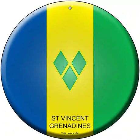 St Vincent Grenadines Country Novelty Metal Circular Sign 12" (C)