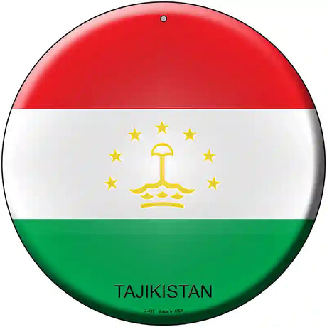 Tajikistan Country Novelty Metal Circular Sign 12" (C)