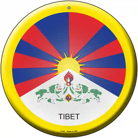 Tibet Country Novelty Metal Circular Sign 12" (C)