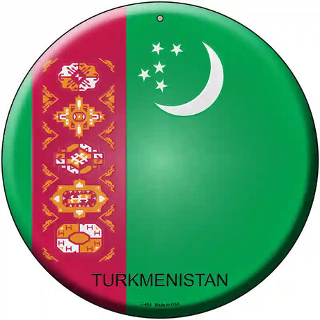 Turkmenistan Country Novelty Metal Circular Sign 12" (C)