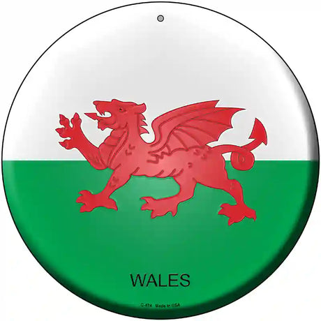 Wales Country Novelty Metal Circular Sign 12" (C)