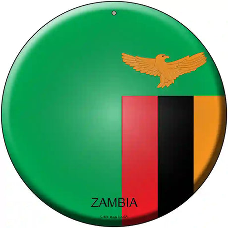 Zambia Country Novelty Metal Circular Sign 12" (C)